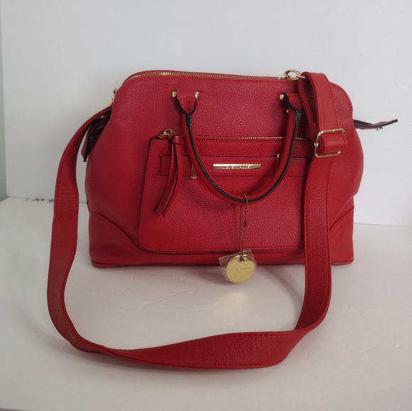 Steve Madden Leather Red Handbag Purse Crossbody Bag New - Picture 3 of 7